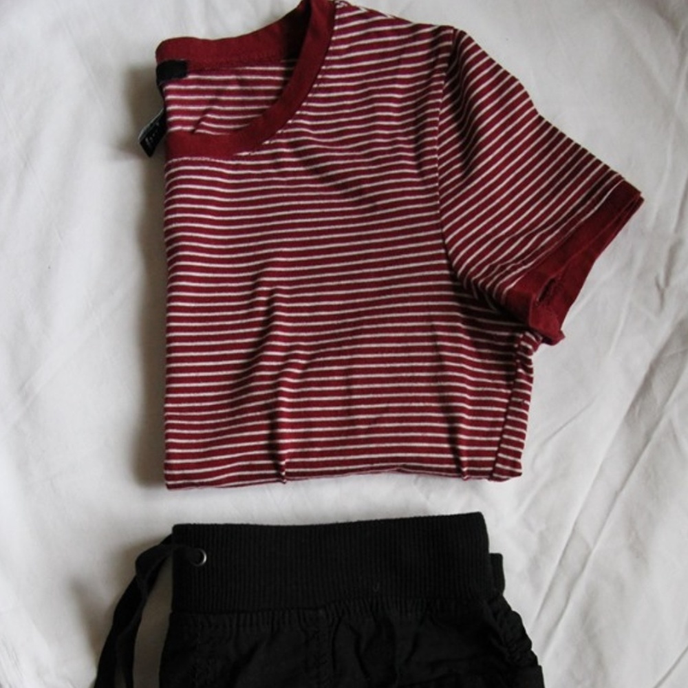 Red Striped Crop Top